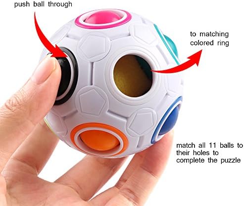 Coogam Rainbow Puzzle Ball with Pouch Color-Matching Puzzle Game Toy Stress Reliever Magic Ball Brain Teaser for Kids and Adults, Children, Boy, Girl Holiday - Image 2