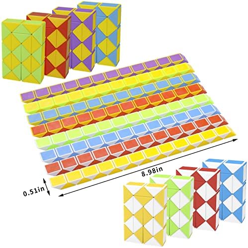 24 Pack 24 Blocks Mini Fidget Snake Cube Mini Twist Puzzle Cubes Magic Speed Cubes Toy for Kids Party Bag Fillers, Party Supplies - Image 2