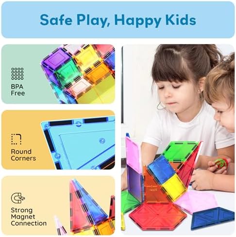 PicassoTiles Magnetic Building Block Set Geometry Shape Magnet Tiles Construction Toy STEM Learning Kit Educational Playset Playboard Pretend Play Stacking Blocks Child Brain Development PT16 - Image 6