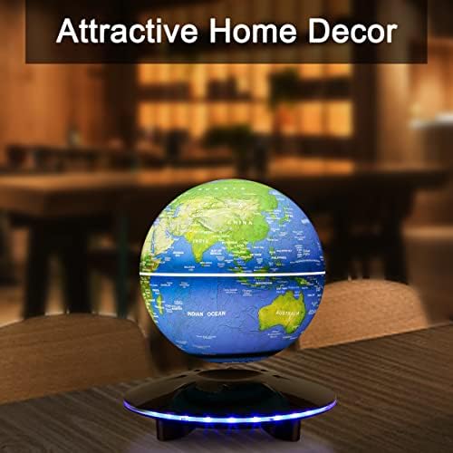 Yegvea Magnetic Levitation Globe, Levitating Globe Lamp World Map Floating & Spinning in the Air for Educational Piece for Kids (blue, 6 inch) - Image 4