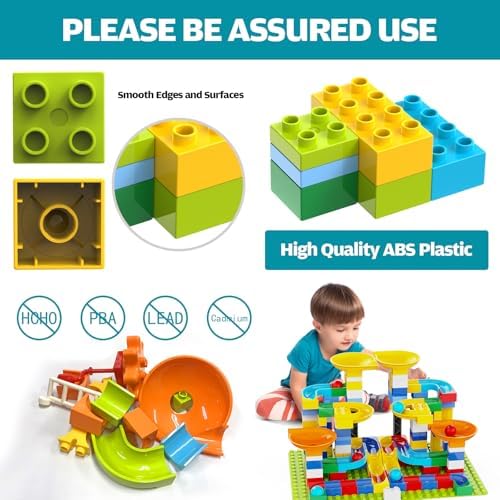 3in1 Marble Runs for Kids 4-8 Building Blocks/246Pcs Classic Big Blocks Toys Set Compatible with DUPLO LEGO Sets/Marble Maze Race Track/Montessori Learning STEM Toys for Kids Age 3,4,5,6,7,8+ - Image 4