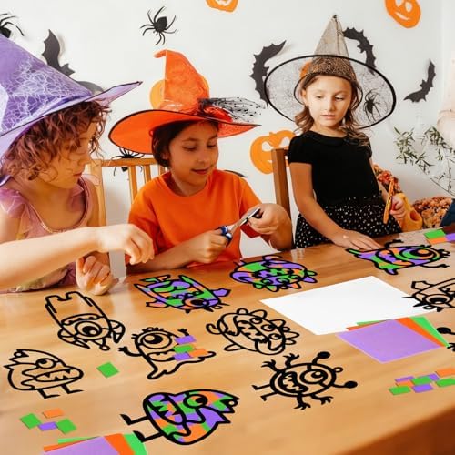 Qyeahkj 36Set Halloween Monster Suncatchers Crafts Kit for Kids - Image 7