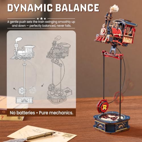 ROKR 3D Wooden Puzzle Power Express Gravity Swing Toys Wooden Model Kits DIY Dynamic Balance Home Decor（MCD07） - Image 7