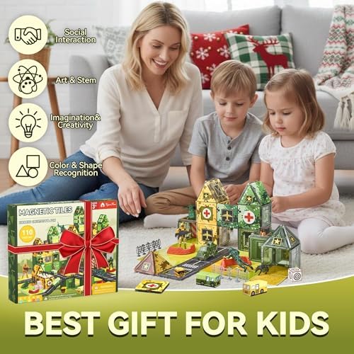 VigorFun Army Toys Magnetic Tiles Building Blocks Set for Kids Ages 3+ - Image 6