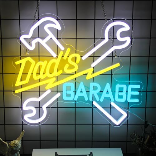 Dad's Garage Neon Sign with Wrench and Hammer for Man Cave Workshop Decor - Image 5