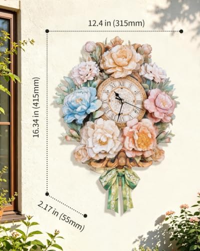 3D Wooden Puzzles for Adults, Flower Clock with Pendulum Model Kit, 3D Puzzles for Adults Room Home Decor DIY Wall Clock Kit, Holiday Birthday Christmas Day Gifts for Men Women - Image 6