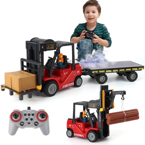 1:24 RC Forklift with Trailer, 2 in 1 RC Construction Vehicles for Kids by Mocethoa