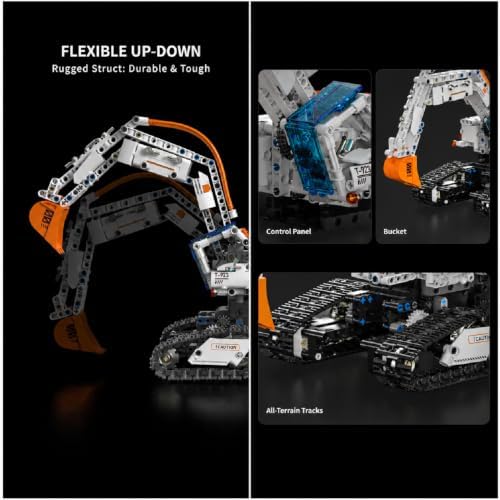 VANLINNY 2 in 1 Rc Tank & Excavator Building Block Set–1129 Pcs Programmable Mechanical Tank Toy with 360° Rotation, Functional Arm Excavator Toy with Bucket, STEM Science Kits for Boys Girls 8-14 ﻿ - Image 5