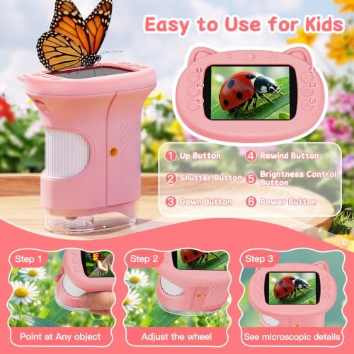 1000X Handheld Digital Microscope for Kids (Pink) - Image 5