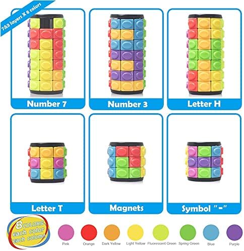 3D Rotate and Slide Puzzle 3 / 5 Cylinder Layers Toy Color Brain Fidget Games Smart IQ Fit Cognitive Cubes Educational DIY Gift for Boys Girls Kids Teens Adults (Pack of 2 Pieces) - Image 3