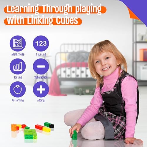 SpriteGru 200PCS Math Linking Cubes, Connecting and Counting Snap Blocks for Early Learning, Educational Toy for Preschool, Kindergarten, Homeschool - Image 4