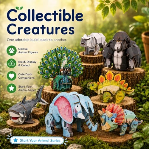 MierEdu Build 'N' Sound 3D Puzzle for Kids, Animal Puzzle with Sound Module, Educational STEM Craft Kit, FSC Paper Model Building Toy Gift for Ages 6+ - Image 6