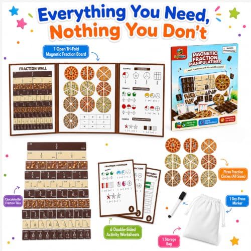 Magnetic Fraction Playbook, Pizza & Chocolate Tiles K-3 - Image 3
