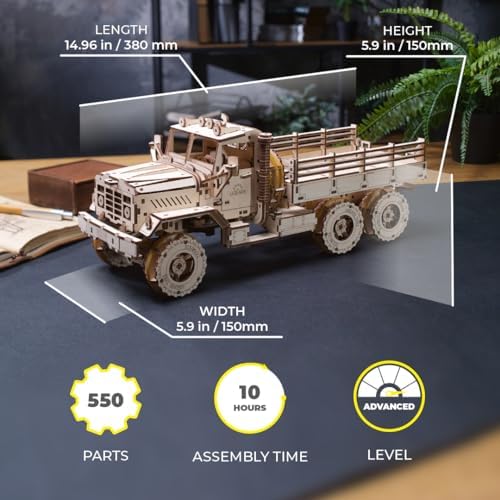 UGEARS Cargo Truck 3D Wooden Puzzles for Adults - Wooden Model Kits for Adults Cars Kits for Adult Puzzle Model Truck Kits Mechanical Models Brain Teaser, Hobby Set - Image 2
