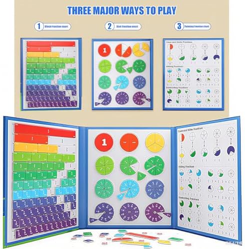 Magnetic Fraction Playook for Kids with 152 Pcs Fractions Magnets Tiles and Disc Set, Math Demonstration Book Learning Toys Fraction Manipulatives for Toddlers - Image 3
