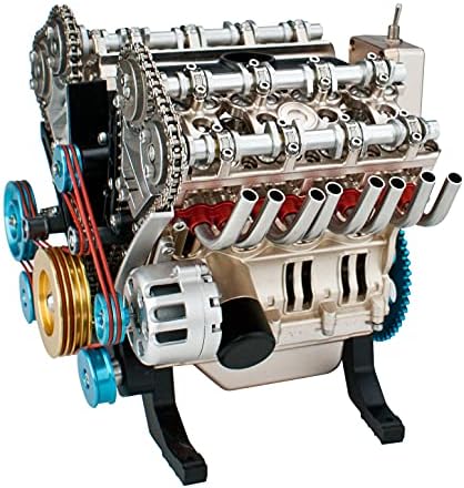 DjuiinoStar Vehicle Engine Model Assembly Kit (350+ Pieces Components, 3 Hours Assembly Time), Eight-Stroke Straight-Eight Gas Engine Working Model, 8 Cylinder Engine Kit DM118 - Image 2