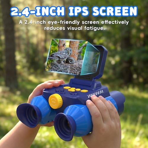 Binoculars for Kids with Night Vision, 2.4" HD Screen & 10X Zoom for Photo and Video - Outdoor Adventure Binoculars Bird Watching, Camping, Hiking, Gifts for Kids Ages 4+ (Blue) - Image 2