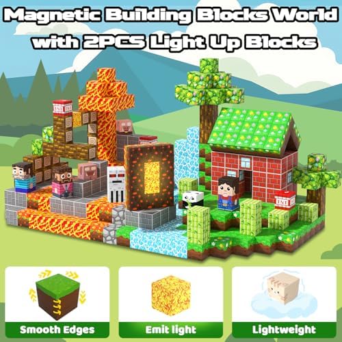 Magnetic Blocks, 150PCS Light Up Building Cube Toys Gifts for Kids - Image 5