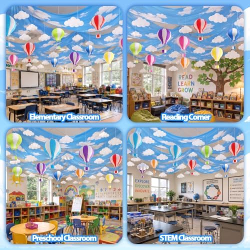 46 Pcs Hot Air Balloon Ceiling Decoration for Classroom Hanging - Image 6