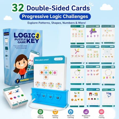 Xuoent Preschool Learning Activities for Kids Ages 3-8+, Educational Flash Card Puzzle Game with Matching Keys, Toddler Brain Teaser Montessori Toy for Fine Motor Skills(Level 3) - Image 5