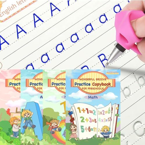Magic Grooved Writing Practice Books, Reusable Handwriting Workbook by Unknown