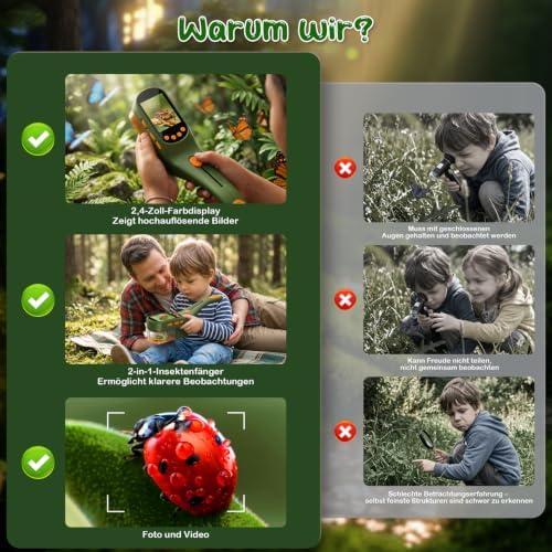 CIMELR Bug Catcher for Kids with 500X Microscope, 2.4" Screen STEM Toy Gift - Image 3