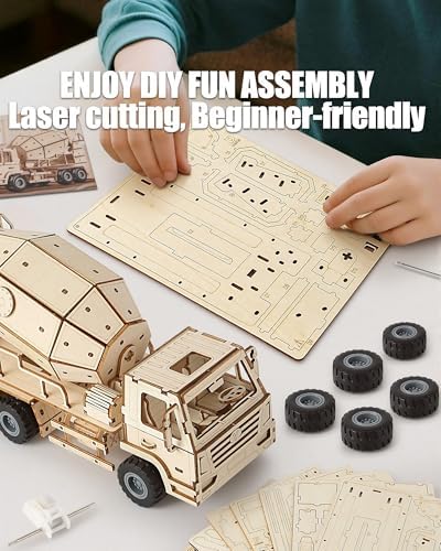 3D Wooden Puzzles Cement Mixer Truck for Adults to Build - Image 6