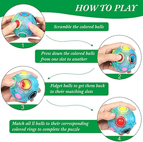 Sumind 3 Pieces Magic Puzzle Rainbow Ball 3 Colors Fidget Puzzle Ball - Image 4
