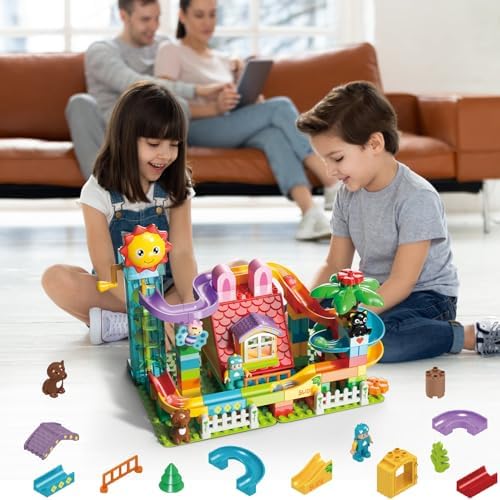 Marble Run Building Blocks Toy - 2 in 1 Compatible Blocks Models with 6 Marble Balls, Montessori Educational Race Track Building Block Set, Classic Blocks STEM Toy for Kid Boys Girls (118PCS) - Image 6