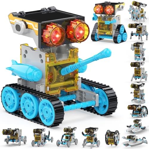 Wesfuner 30-in-1 Solar Robot Kit - 243 Pieces, STEM Educational Building Set for Kids Aged 8-12, Science Experiment Gift for Birthdays (Blue) by WESFUNER
