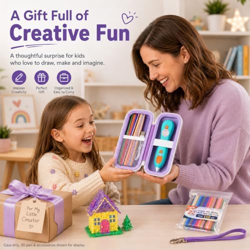 GWCASE 110 PCL Refills 22 Colors+3D Pen Case for 3Doodler Start+, Purple - Image 6