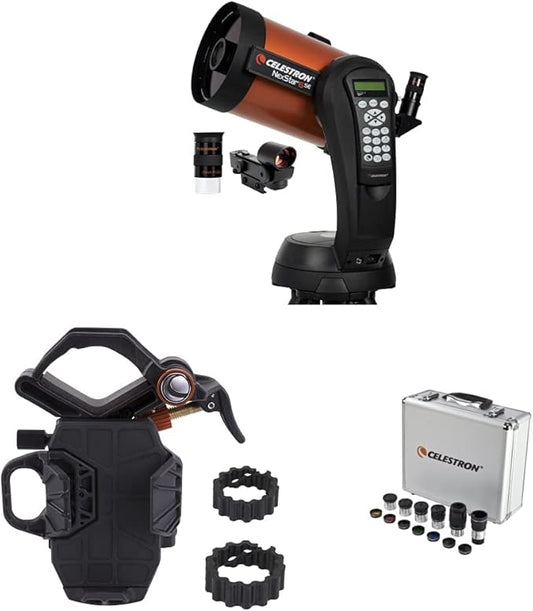 Celestron - NexStar 6SE Telescope - Computerized Telescope & NexYZ – 3–Axis Universal Smartphone Adapter for Telescope & 1.25” Eyepiece and Filter Accessory Kit – 14 Piece