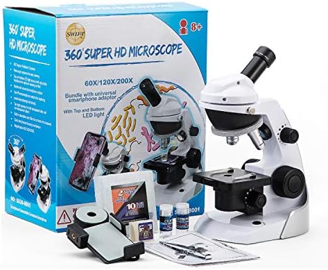 SWIFT SWIFT Compound Monocular Microscope，60X-200X with 42 PCS Accessories Including Smartphone Adapter, 10 PCS Blank Slides for Beginners - Image 6