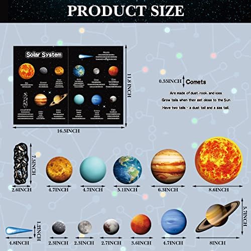 Crtiin 70 Pcs Giant Magnetic Solar System Planet Magnetic for Fridge Planets Whiteboard Display Magnets for Kids Solar System Toys Reusable Educational Learning Toys Kit for Kid Toddler Classroom Home - Image 3