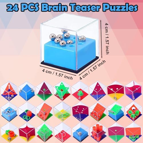 24 PCS Brain Teaser Puzzles for Kids,Balance IQ Maze Game 1.57 in - Image 2