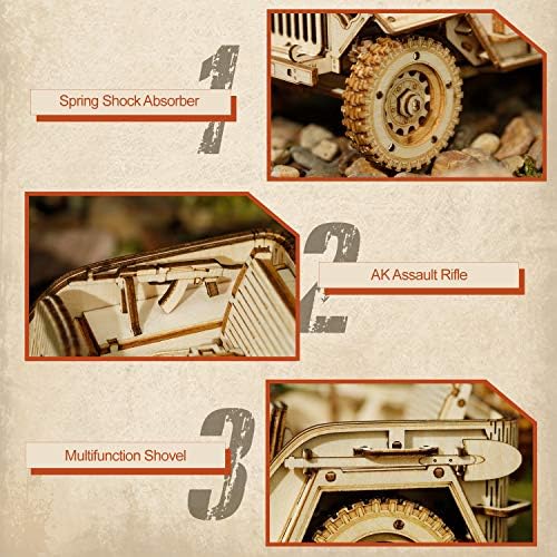 ROKR Model Car Kits Wooden 3D Puzzles Model Building Kits for Adults-Educational Brain Teaser Assembly Model for Adults to Build, Desk Decor/DIY Hobbies for Teens&Kids (Jeep Wrangler/7.5 * 4 * 3.5) - Image 5