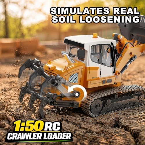 RC Bulldozer for Adults 1:50, RC Dozer & Loader with Metal Bucket & Tracks - Image 2