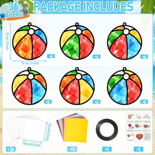Qyeahkj 36Set Beach Balls Suncatchers Crafts Kit for Kids - Image 2