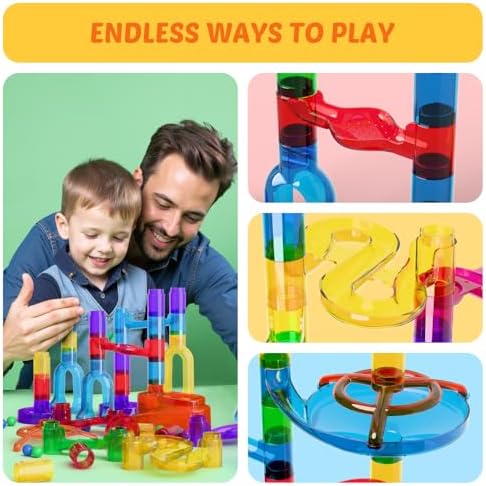 MaxTronic Marble Run kit, 109 Pcs Marble Maze Race Building Blocks Toy Game & STEM Learning Toys Christmas Birthday Gift for Kids Aged 3-12 - Image 3