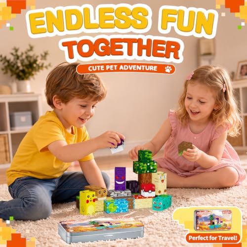 Pocket Cubes Magnetic Blocks & Magnetic Tiles, 35 PCS Voxel Star Team Pet Building Cubes Set, STEM Construction Toys for Kids Ages 4-8, Mini Travel Toys for Toddlers 3-5, Montessori Sensory Gifts - Image 2