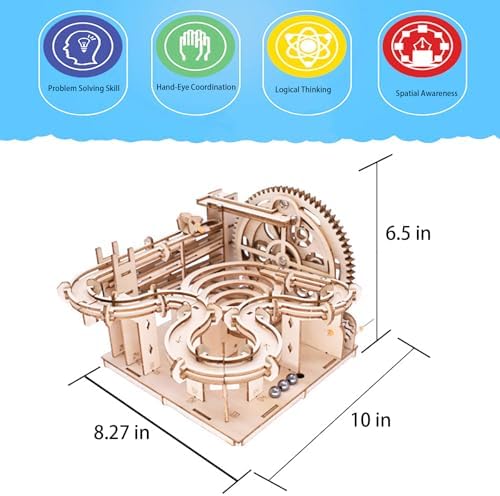 3D Wooden Puzzles for Adults Marble Run Kit - 159pc 4 Steel Marbles Build Mechanical Maze Model STEM Toys for Teens Adults, 4hr Challenge, No Glue Needed & Desk Kinetic Art, Ages 14+ - Image 6