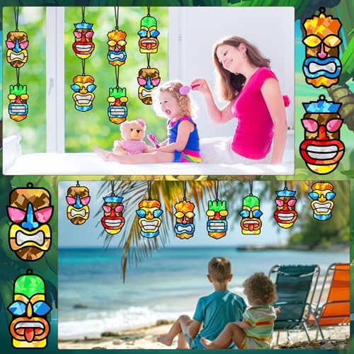 Qyeahkj 36Set Tiki Theme Suncatchers Crafts Kit for Kids - Image 6