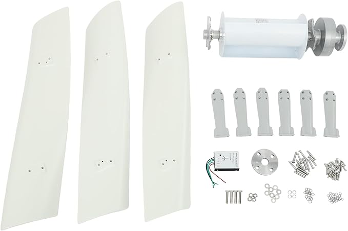 Bepritm Vertical Axis Wind Turbine, Wind Generator Kit with Controller & IP67 Protection, Ultra-Quiet Design for Home, RV, Business, Industrial Energy Supply (100W 24V White 4 Blades)
