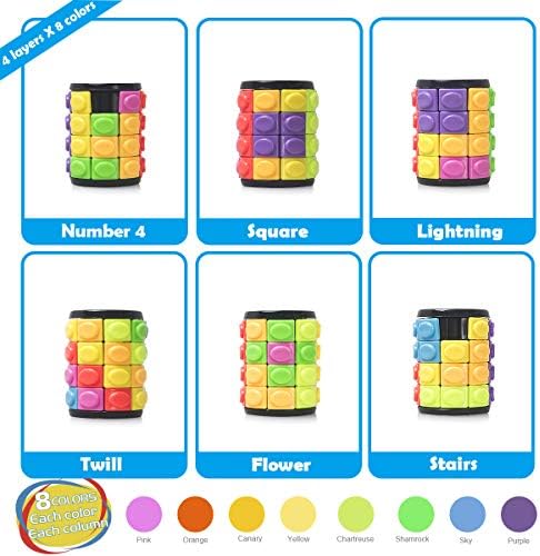 R.Y.TOYS Rotate and Slide Puzzle-Design Patent,Fidget Toys(Restore Order/Create Patterns) 8 Colors,4 Layers-Detach Piece for Quick Play,Brain Teaser,Sensory Toys,Birthday Gifts,Easter Basket Stuffers - Image 2