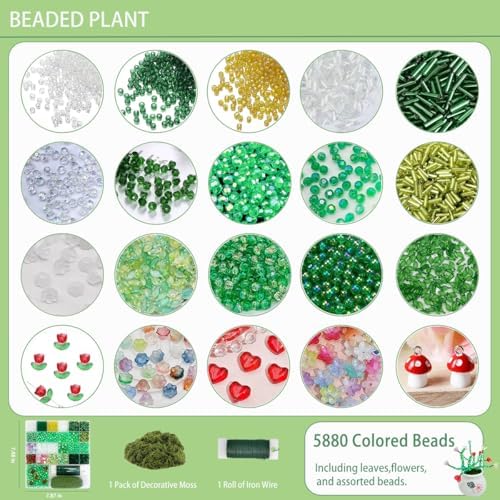Green Glass Beads Beaded Plant Kit Hanging Crystal Suncatchers Home Décor - Image 2