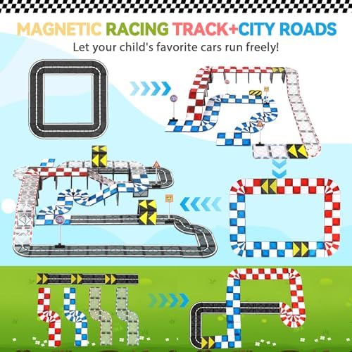 Mruikeny Magnetic Tiles Road Set & Racing Track Expansion Pack - Image 6