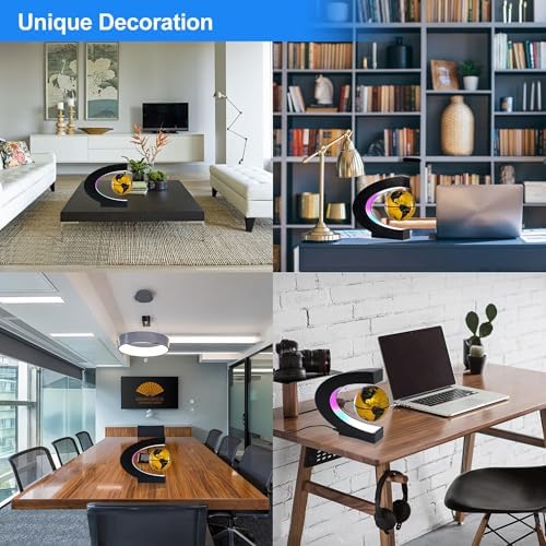 Flagest Magnetic Levitation Floating Globe, Levitating C Shape Golden Globe with LED Lights for Education Home Office Desk Decor, Holiday Anniversary Creative Gift(3.3 Inches) - Image 5