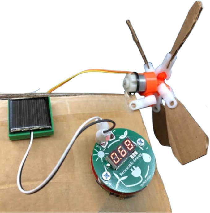 STEM Renewable Energy DIY Science Kit – Solar Panel & Wind Turbine Experiment Set for Boys & Girls Ages 8+ | Build LED & Voltmeter Circuits | Classroom, Homeschool & Science Fair Project