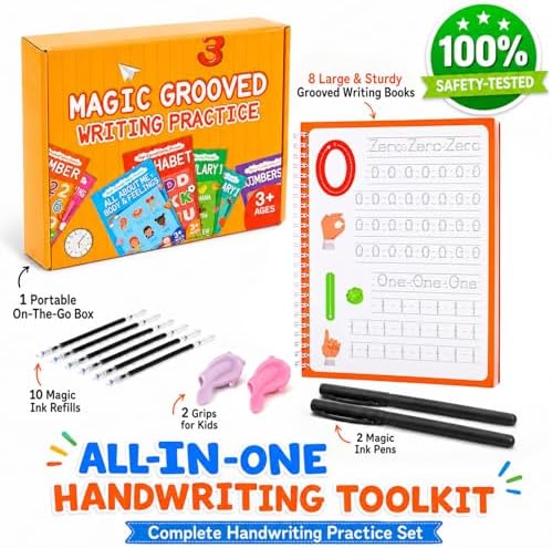 Magic Grooved Writing Practice Books for Kids 3-10, Large Reusable 3D Handwriting Workbooks with Disappearing Ink, Tracing Book Toy Gifts for Kindergarten Summer Workbook Preschool Learning Activities - Image 2