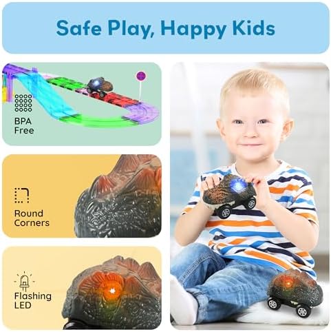 PicassoTiles 2 Piece Swift Highly Detailed Race Track Truck Dinosaur Cars Accessories in Bulk Package Compatible with STEM Magnetic Tile Race Track Building Kits for Kids Boys & Girls Ages 3+ PTE10 - Image 6